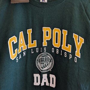 Cal Poly San Luis Obispo Dad Green Short Sleeve L T-Shirt Russell Athletic NWT